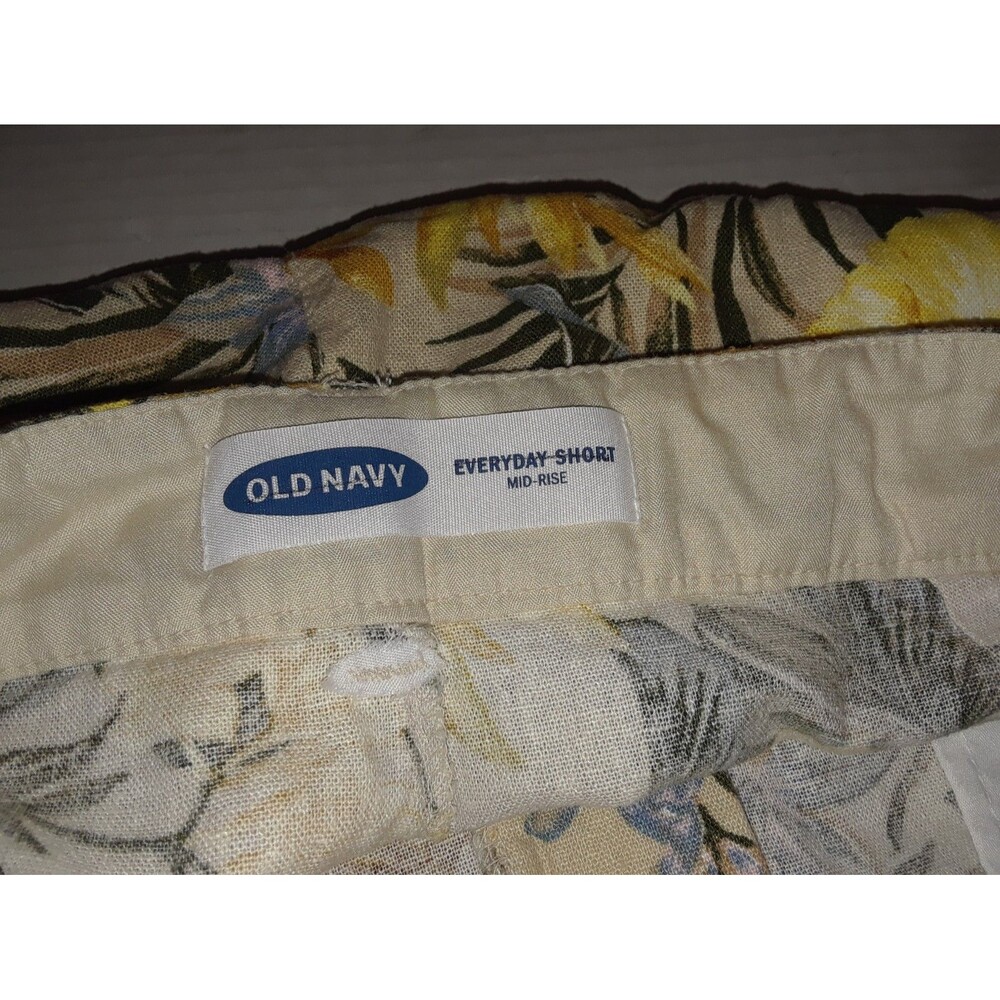 Old Navy Women's Shorts Size 10 Mid Rise Everyday Linen Blend Tropical Print - Picture 7 of 8
